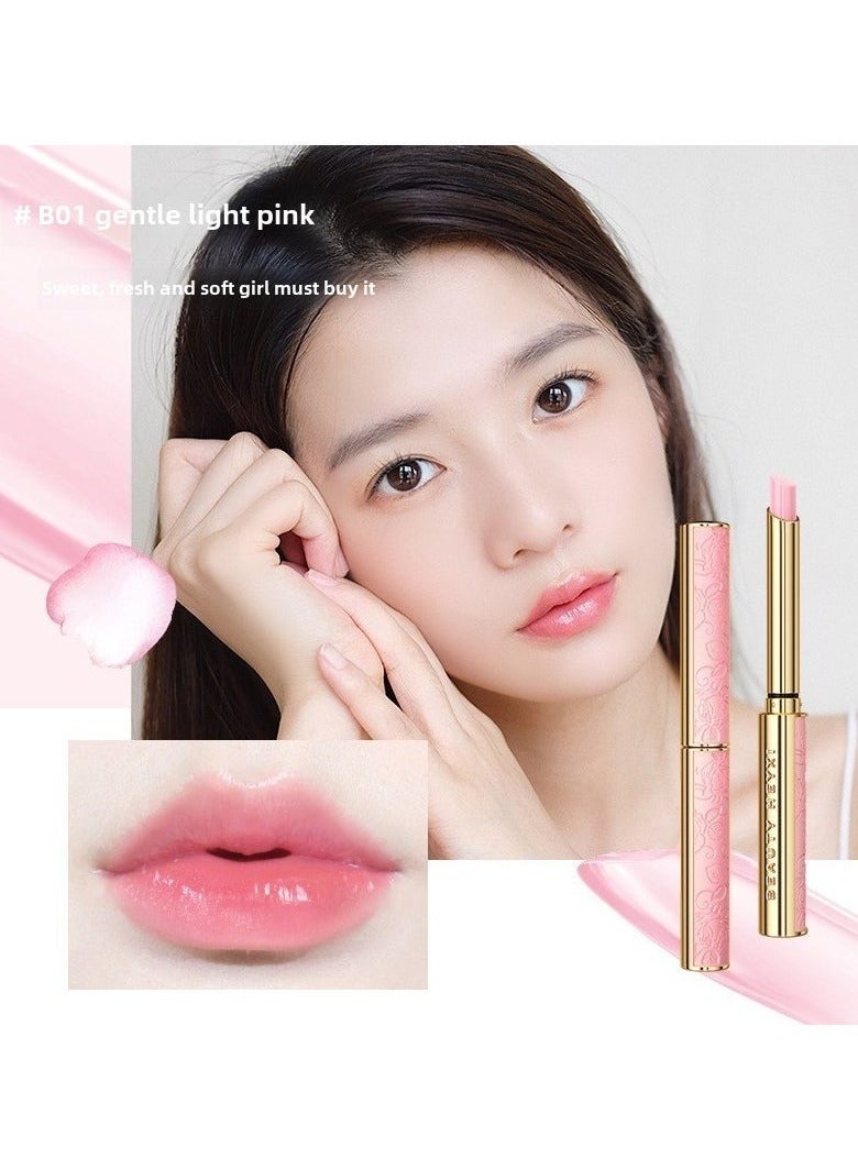 هايكسي أحمر الشفاه المخملي الوردي ، صيغة طويلة الأمد ، غير لاصقة ، مقاومة للماء ، تصميم جلدي منقوش أنيق مع لهجات ذهبية ، تطبيق سلس لمظهر واثق ، مع نبات سكوالان d01 - Image 1