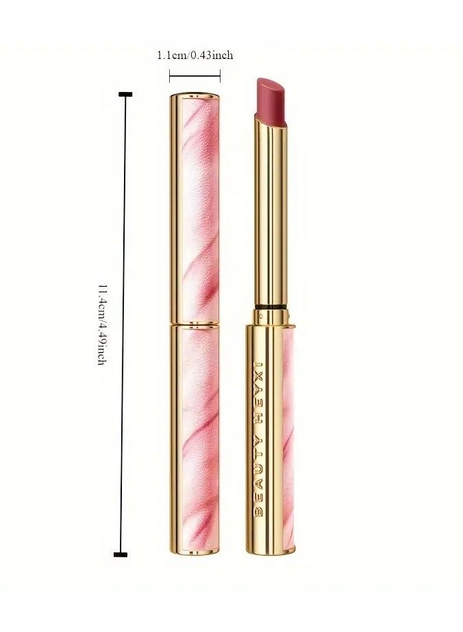 هايكسي أحمر الشفاه المخملي الوردي ، صيغة طويلة الأمد ، غير لاصقة ، مقاومة للماء ، تصميم جلدي منقوش أنيق مع لهجات ذهبية ، تطبيق سلس لمظهر واثق ، مع نبات سكوالان d01 - Image 2