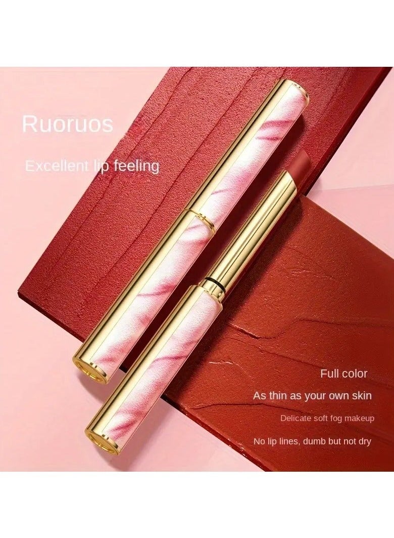 هايكسي أحمر الشفاه المخملي الوردي ، صيغة طويلة الأمد ، غير لاصقة ، مقاومة للماء ، تصميم جلدي منقوش أنيق مع لهجات ذهبية ، تطبيق سلس لمظهر واثق ، مع نبات سكوالان d01 - Image 3