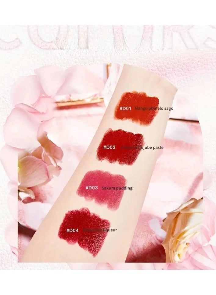 هايكسي أحمر الشفاه المخملي الوردي ، صيغة طويلة الأمد ، غير لاصقة ، مقاومة للماء ، تصميم جلدي منقوش أنيق مع لهجات ذهبية ، تطبيق سلس لمظهر واثق ، مع نبات سكوالان d01 - Image 4