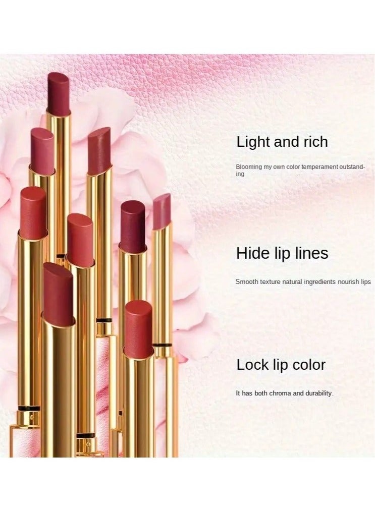 هايكسي أحمر الشفاه المخملي الوردي ، صيغة طويلة الأمد ، غير لاصقة ، مقاومة للماء ، تصميم جلدي منقوش أنيق مع لهجات ذهبية ، تطبيق سلس لمظهر واثق ، مع نبات سكوالان d01 - Image 5