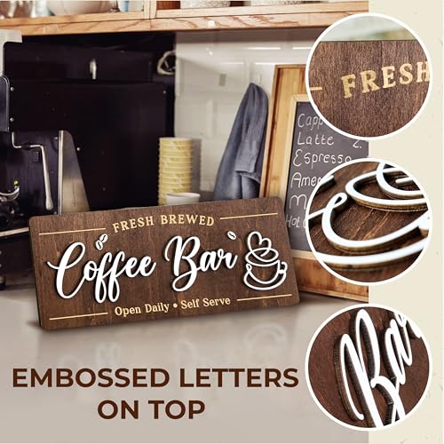 Woodamore Coffee Bar Signs for Wall Decor - Vintage Coffee Signs for Cafe Station Accessories, Small Farmhouse Cafe Sign for Kitchen Decorations - Image 5