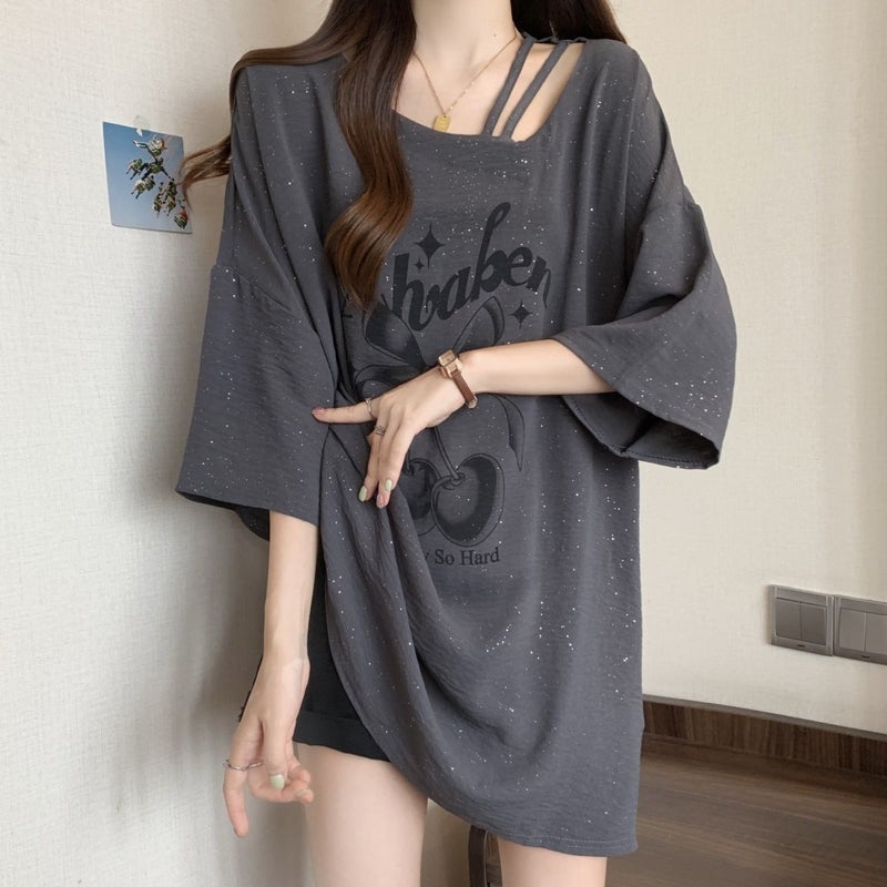 Women's Plus Size Relaxed Fit Round Neck Short Sleeve Alphanumeric Print T-Shirt Summer 2025 - Image 4