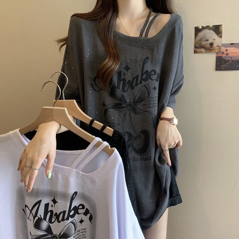 Women's Plus Size Relaxed Fit Round Neck Short Sleeve Alphanumeric Print T-Shirt Summer 2025 - Image 1