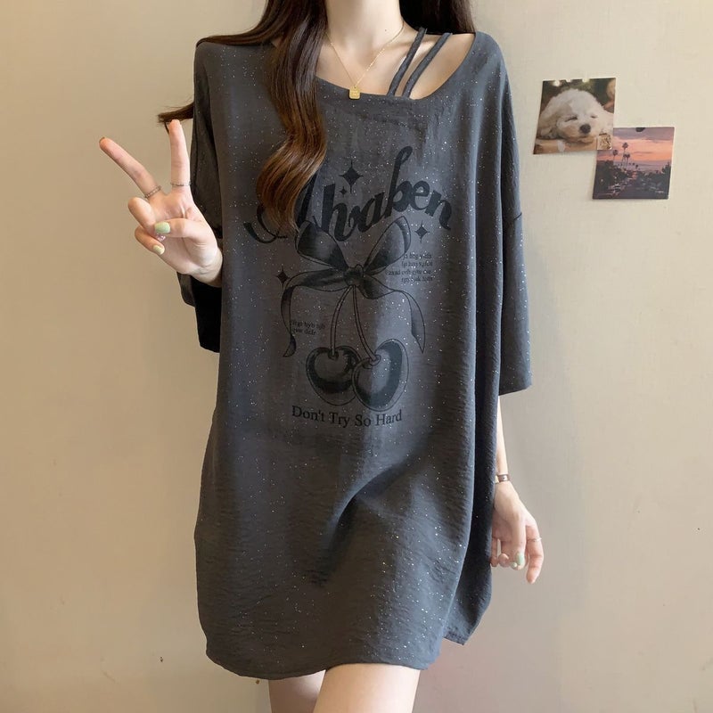 Women's Plus Size Relaxed Fit Round Neck Short Sleeve Alphanumeric Print T-Shirt Summer 2025 - Image 3