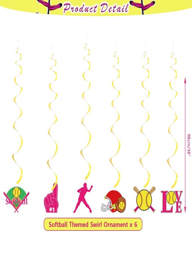KEFAN Softball Party Decorations, Softball Party Supplies Includes Softball Banners, Cake Toppers, Hanging Swirls, and Balloons for Girls Birthday - Image 3