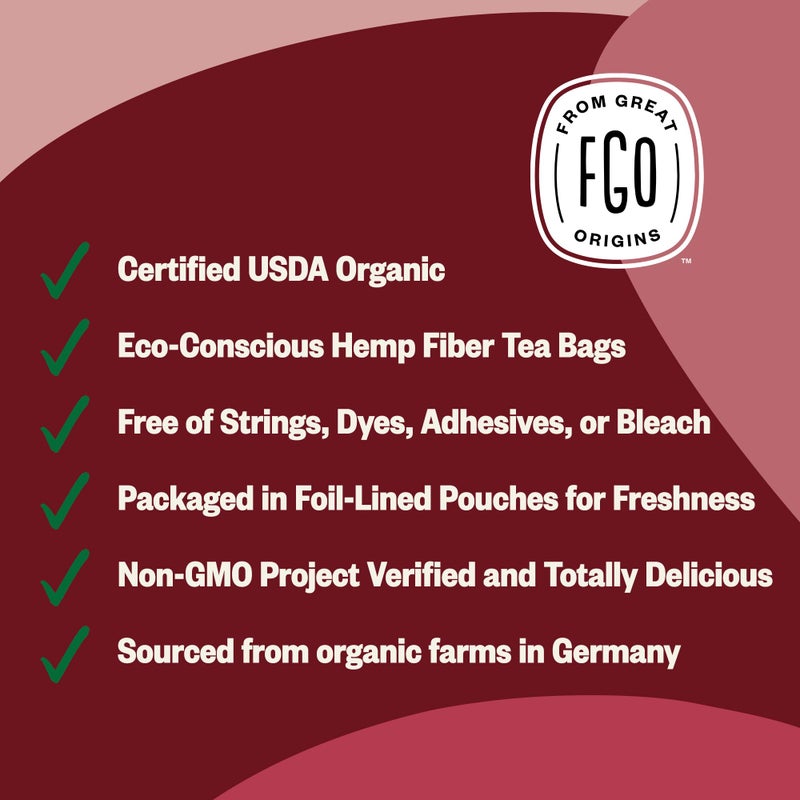 FGO Organic Red Raspberry Leaf Tea Bags, 100 Eco-Conscious Tea Bags, Caffeine Free, Imported from Germany, Reseable Bag, Packaging May Vary (Pack of 1) - Image 3