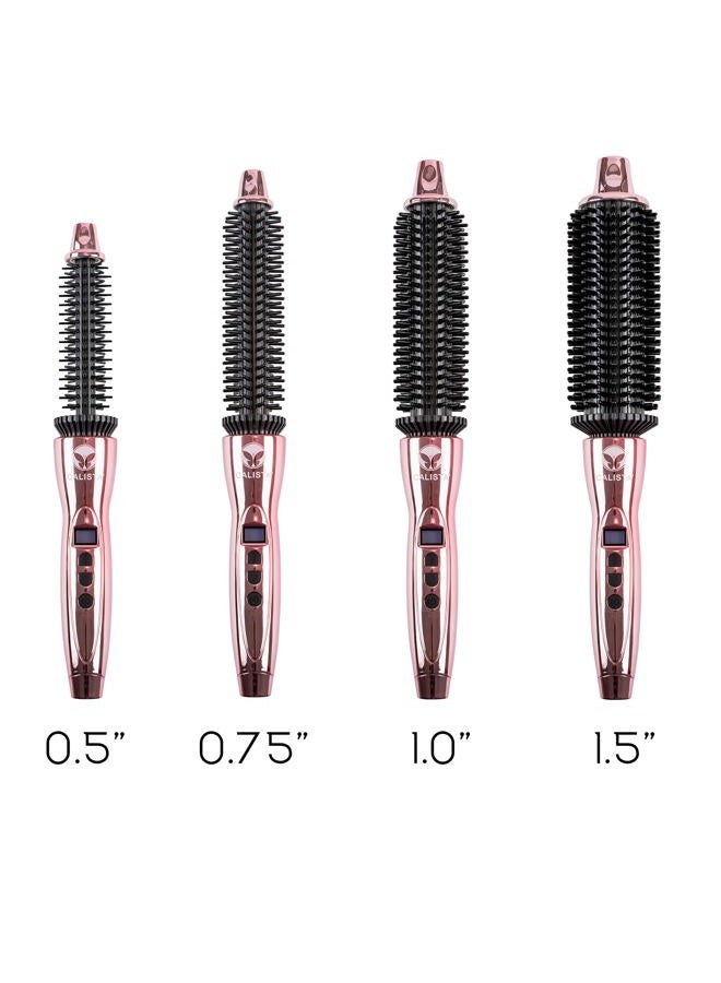 CALISTA Perfecter Pro Heated Round Brush | Lift, Volumize, and Style Hair with No Heat Damage for Healthier-Looking Hair | 4 Sizes for All Hair Types | Dual Voltage & Adjustable Temp (1.0, Rose Gold) - Image 2
