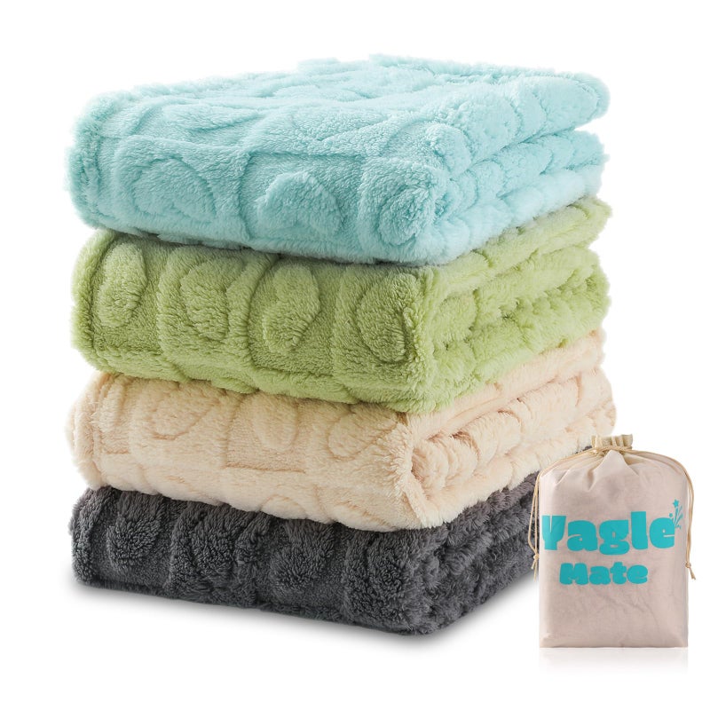 Yagle Mate 4 Pcs Baby Blankets for Boys Soft Toddler Small Blanket for Daycare, Fleece Kid Mini Blanket for Crib Baby Shower, 30 X 40, Blue Green White Grey - Image 1