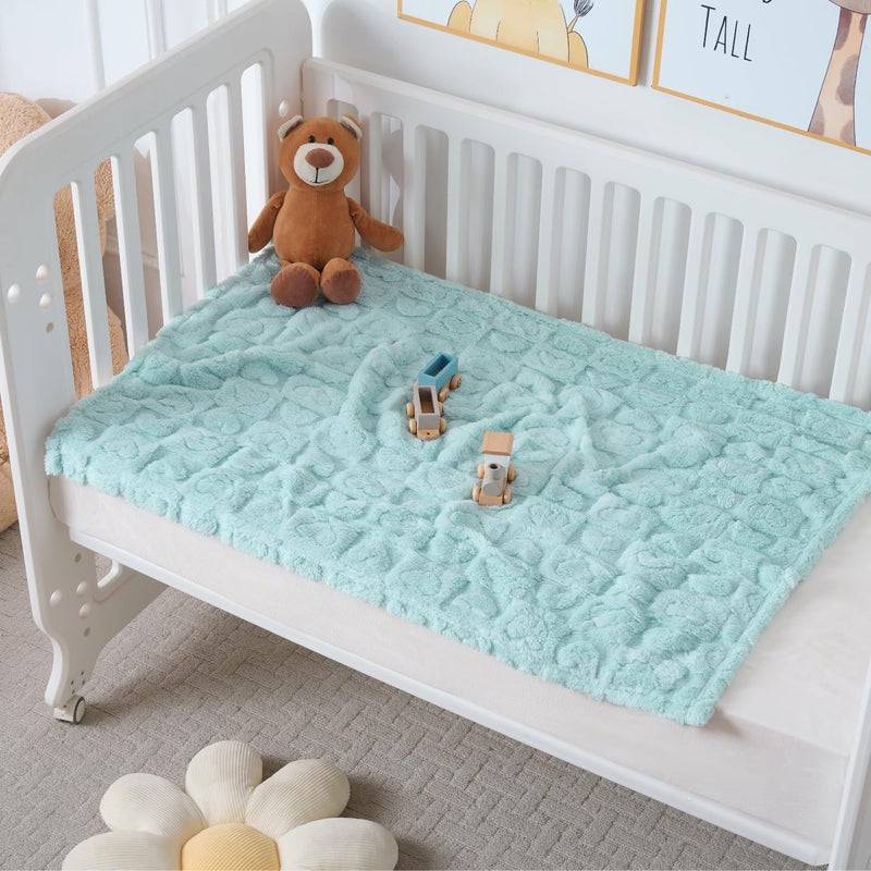 Yagle Mate 4 Pcs Baby Blankets for Boys Soft Toddler Small Blanket for Daycare, Fleece Kid Mini Blanket for Crib Baby Shower, 30 X 40, Blue Green White Grey - Image 4