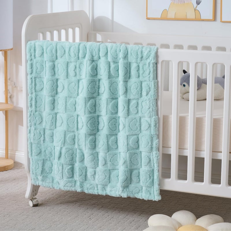 Yagle Mate 4 Pcs Baby Blankets for Boys Soft Toddler Small Blanket for Daycare, Fleece Kid Mini Blanket for Crib Baby Shower, 30 X 40, Blue Green White Grey - Image 2