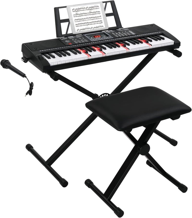 GLARRY 61 Keys Full Size Electric Keyboard Piano Set for Beginners Kids Portable Music Keyboard Baby Christmas Gifts with Piano Bench, Piano Stand, Music Stand, Microphone, Headphone, Power Supply - Image 1