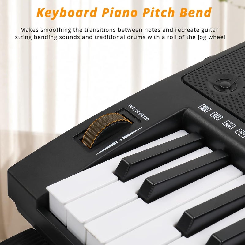 GLARRY 61 Keys Full Size Electric Keyboard Piano Set for Beginners Kids Portable Music Keyboard Baby Christmas Gifts with Piano Bench, Piano Stand, Music Stand, Microphone, Headphone, Power Supply - Image 4