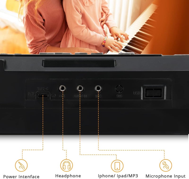 GLARRY 61 Keys Full Size Electric Keyboard Piano Set for Beginners Kids Portable Music Keyboard Baby Christmas Gifts with Piano Bench, Piano Stand, Music Stand, Microphone, Headphone, Power Supply - Image 3