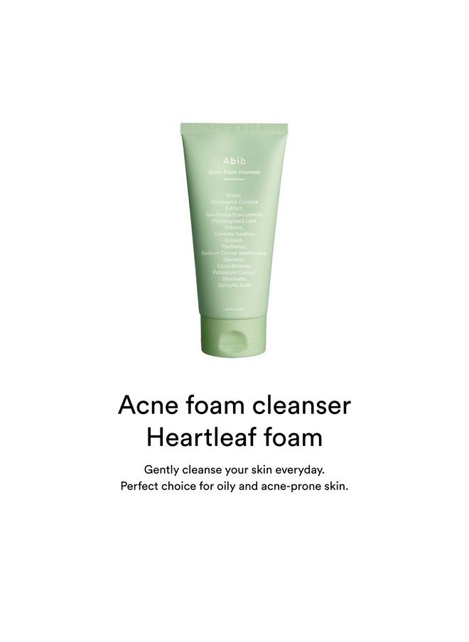 abib - Bib Acne Foam Cleanser Heartleaf Foam 5.07 Fl Oz / 150 Ml I Hydrating Mild Acidic Daily Facial Cleanser Panthenol B5 Soothing For Irritated Skin And Acne Pimple Care - Image 1