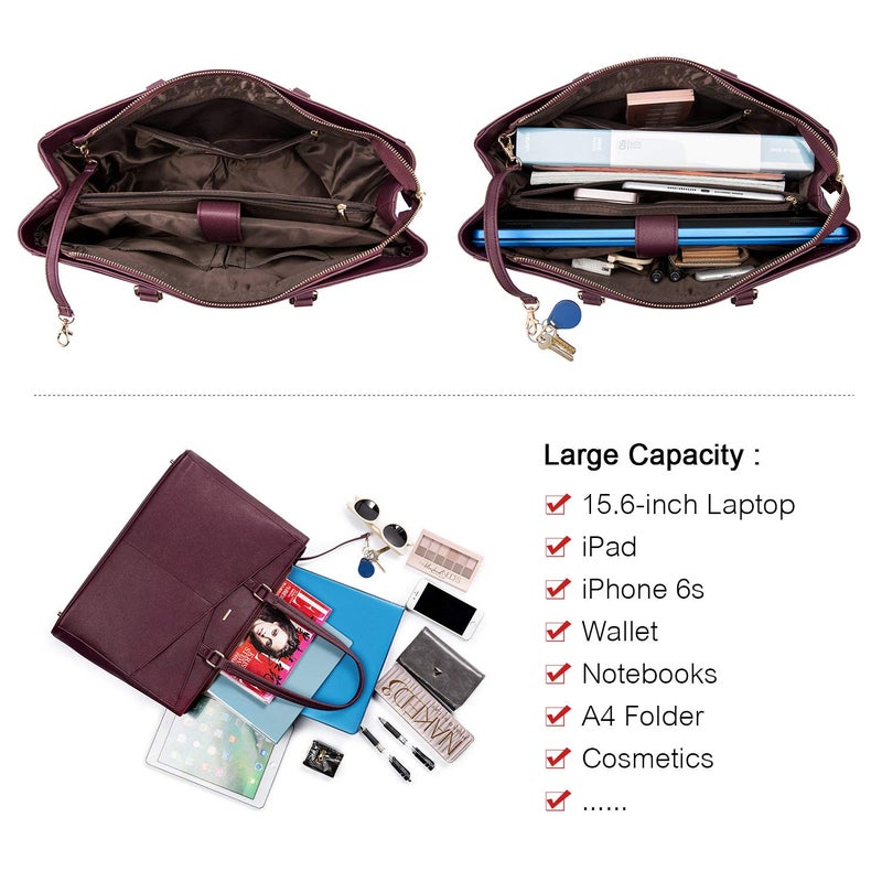 LOVEVOOK Laptop Tote Bag for Women Briefcase Purple - Image 4