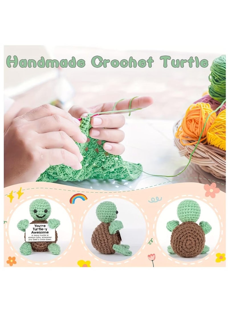 Ailily Mini Funny Positive Crochet Turtle – Handmade Emotional Support Plush, Inspirational Decor Gift for Kids & Adults  - Image 3