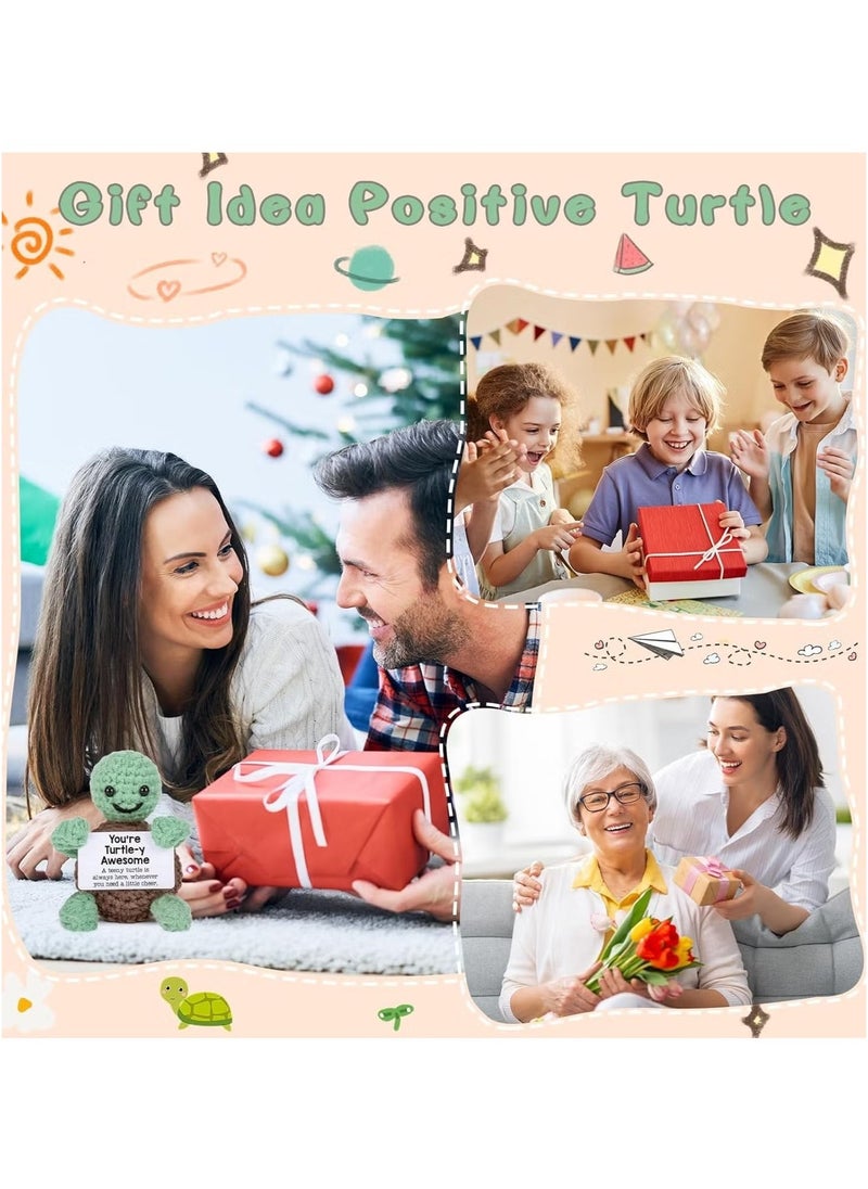 Ailily Mini Funny Positive Crochet Turtle – Handmade Emotional Support Plush, Inspirational Decor Gift for Kids & Adults  - Image 5