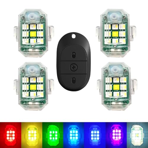 tecooller Wireless Strobe LED Lights 4 Pack RGB Emergency Warning Lights USB Rechargeable 7 colors 30 Flash Modes High Brightness For Car Motorcycle Bicycle Bike Outdoor Camp Hiking M34 - Image 1