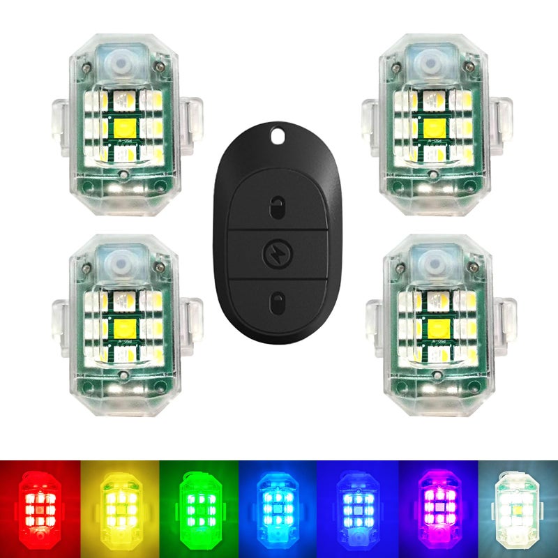 tecooller Wireless Strobe LED Lights 4 Pack RGB Emergency Warning Lights USB Rechargeable 7 colors 30 Flash Modes High Brightness For Car Motorcycle Bicycle Bike Outdoor Camp Hiking M34 - Image 3