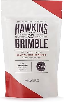 Hawkins & Brimble Hawkins Brimble Shampoo EcoRefill Pouch 300ml for Men Revitalise Hair Dry Scalp Eco Friendly Refill Pouches Shampoo Refill Pouch - Image 1