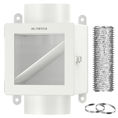 HG Power Metal Dryer Duct Lint Trap, HG Power Indoor Dryer Vent Kit, Indoor Dryer Vent for Electric Dryer, Dryer Lint Catcher for Dryer, Inline Dryer Lint Trap Box, 4" Dryer Vent Hose, 2 Hose Clamps - Image 2