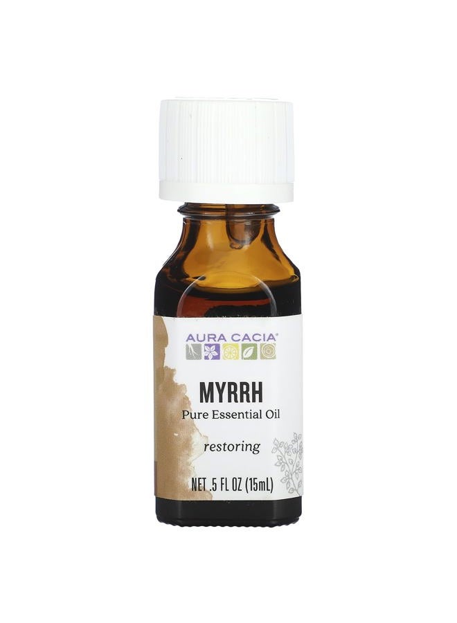 Aura Cacia 100% Pure Myrrh Essential Oil, 0.5 fl. oz, Balsamic, Warm Spicy Aroma, Centering & Meditative Restoring Myrrh Oil - Image 1