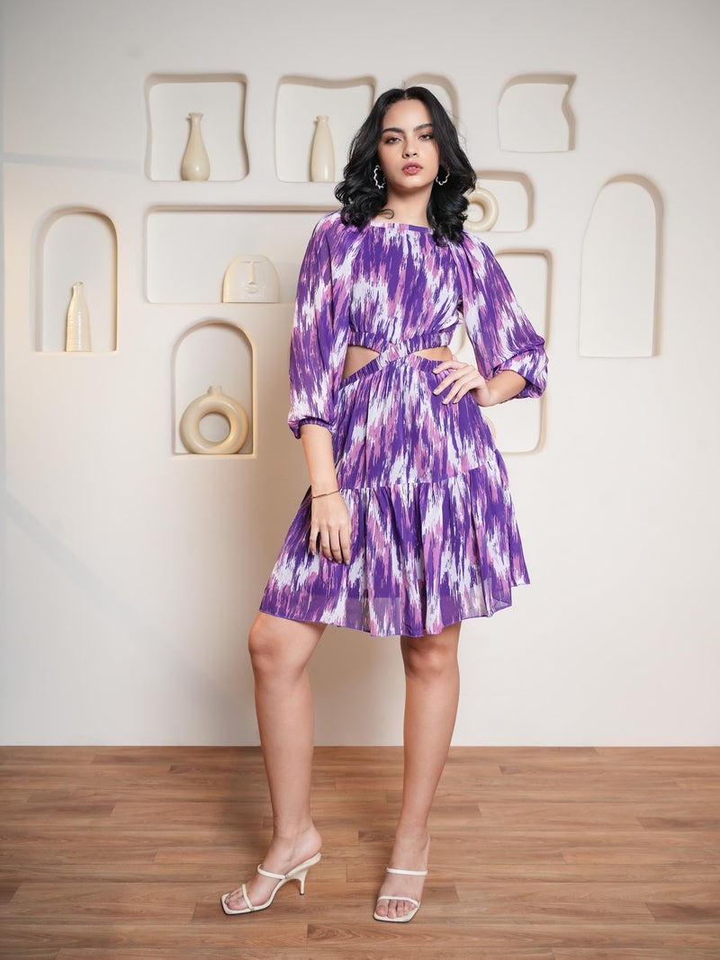 PURVAJA Women’s Cut Out Above Knee Length Dress (Floe-018_Purple_Large) - Image 4