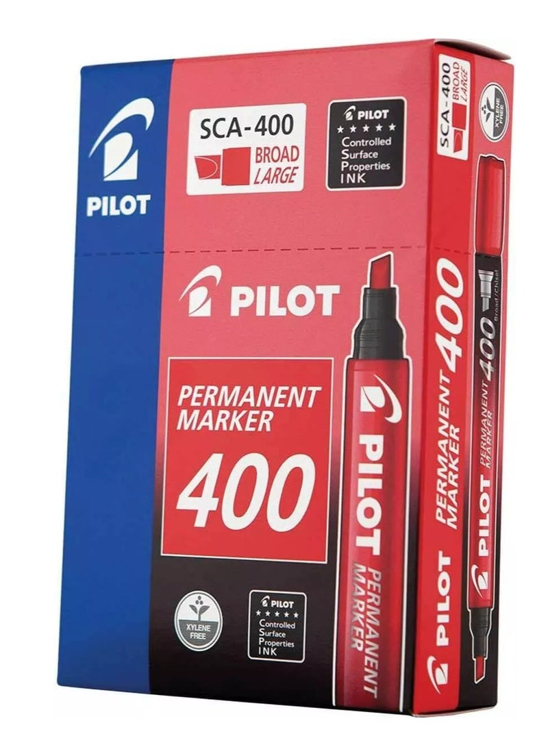 Pilot SCA-400 Permanent Marker Chisel Red 12pcs - Image 3