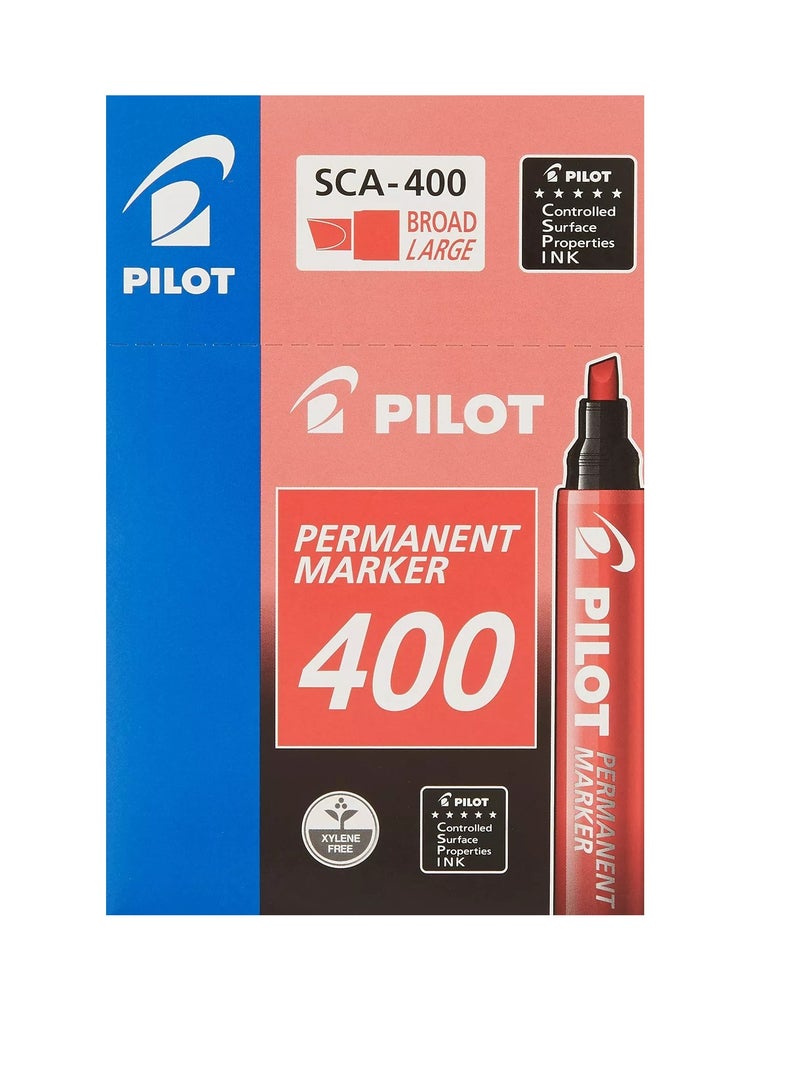 Pilot SCA-400 Permanent Marker Chisel Red 12pcs - Image 2