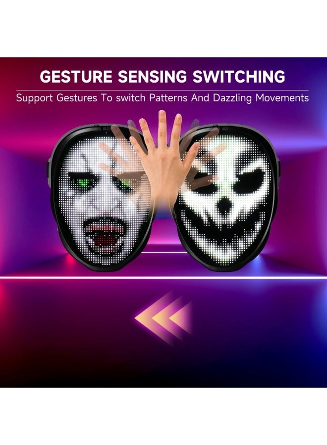 جيجيرو قناع LED مع تطبيق للتحكم، قناع LED قابل للبرمجة للهالوين، قناع رقمي لحفلات التنكر والتنكر - Image 3