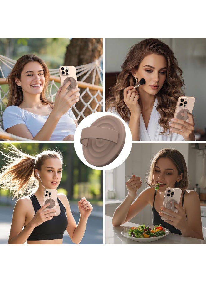 general Magnetic Phone Ring Grip Holder, Silicone Finger Loop Grip, Compatible with MasSafe, Back of Phone for iPhone Pro Max/Plus/16/15/15/14/13/12 Series, Light Brown - Image 2