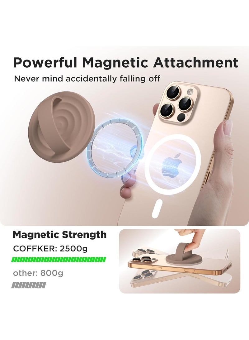 general Magnetic Phone Ring Grip Holder, Silicone Finger Loop Grip, Compatible with MasSafe, Back of Phone for iPhone Pro Max/Plus/16/15/15/14/13/12 Series, Light Brown - Image 3