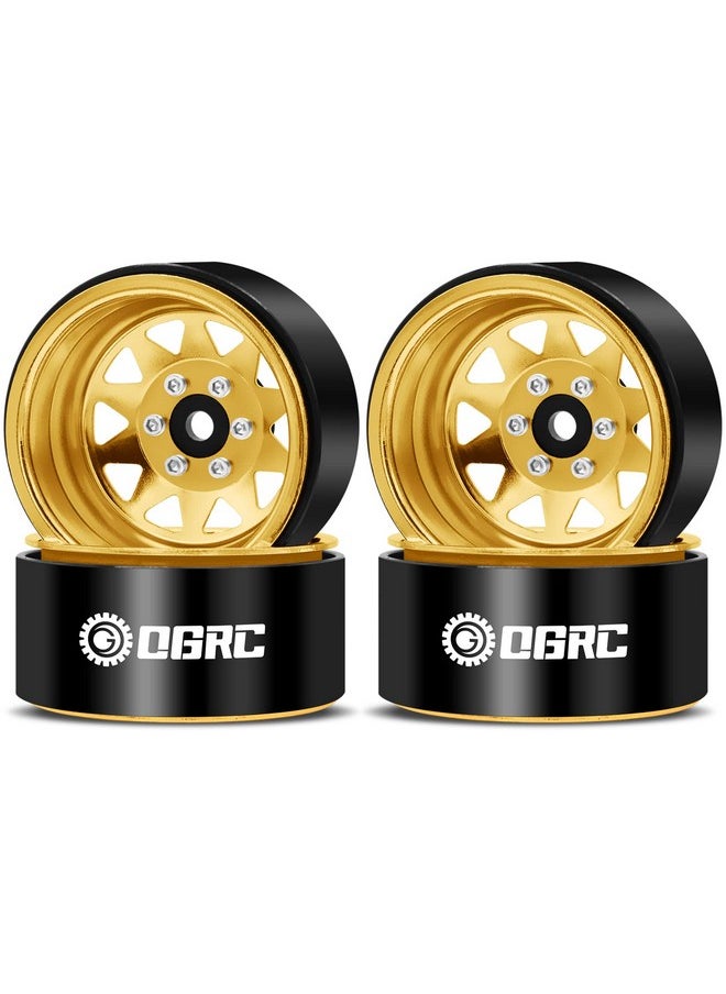 OGUNKE Ogrc 4Pcs Aluminum 1.9 Inch Beadlock Wheels Negative Offset Wheel Rims For Trx4 Trx6 Scx10 I Ii Iii 90046 Axi03007 Redcat Gen7 Gen8 Rc4Wd D90 1/10 Rc Crawler 12Mm Hex (Yellow)  - Image 1