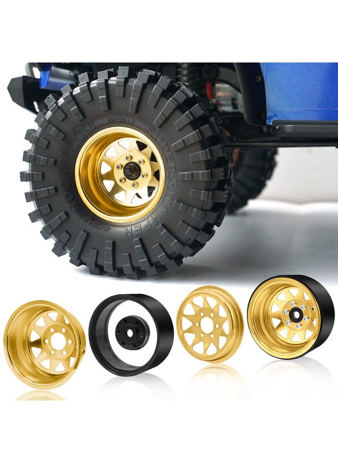 OGUNKE Ogrc 4Pcs Aluminum 1.9 Inch Beadlock Wheels Negative Offset Wheel Rims For Trx4 Trx6 Scx10 I Ii Iii 90046 Axi03007 Redcat Gen7 Gen8 Rc4Wd D90 1/10 Rc Crawler 12Mm Hex (Yellow)  - Image 3