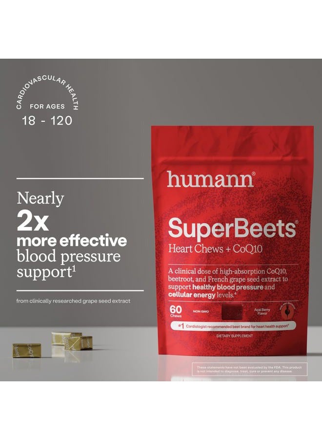 humanN SuperBeets Heart Chews Advanced - 100mg of CoQ10 Plus Beetroot & Grape Seed Extract, 60 Count - Image 4