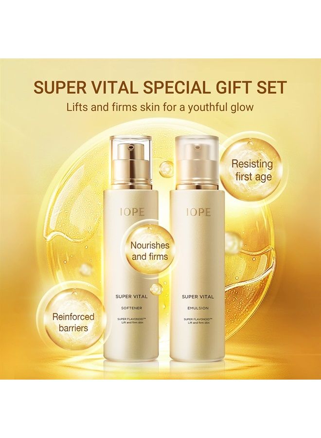 Iope Super Vital Skin Care Set - Face Toner, Lotion and Moisturizer for Anti Aging, Korean Skincare - Facial Care Kit for All Skin for Hydration & Lifting - 2pcs with 3 Samples - Image 2