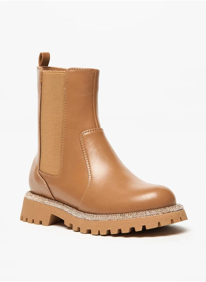Little Missy Girls Solid Ankle Boots with Zip Closure