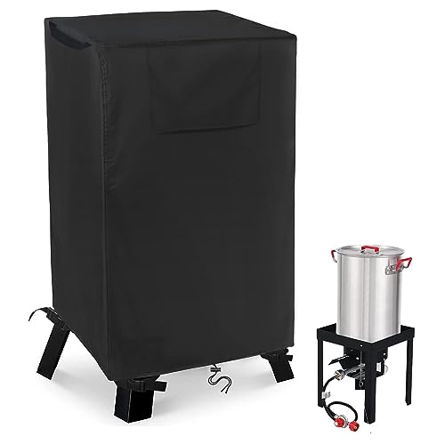 AKEfit Turkey Fryer Cover 500D Waterproof Frying Cover for Outdoor Deep Fryer Protective Seafood Boil Pot Cover for Seafood Boil Pot and Burner kit157L x 157 W x 299HBlack - Image 1