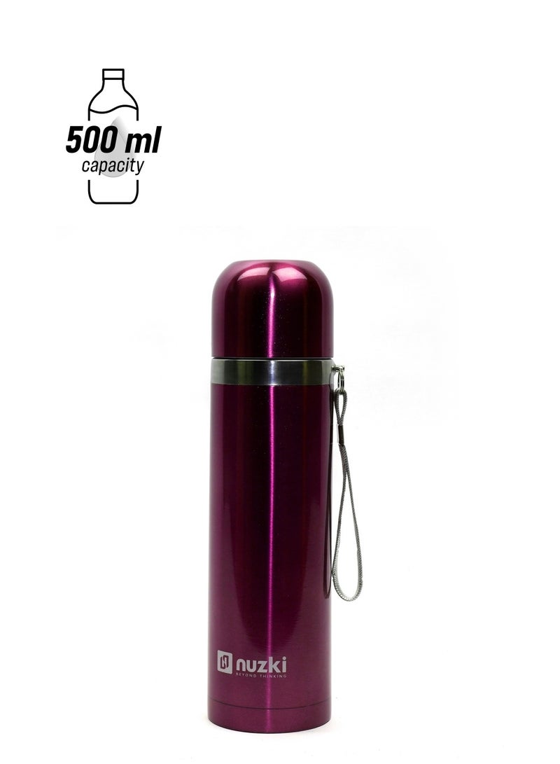 nuzki STEEL – Water bottle(500ml )Steel Vacuum Insulated Flask, Leak-proof, BPA-free Double Walled Thermal Mug for Coffee for Hot or Cold Drink  - Image 1