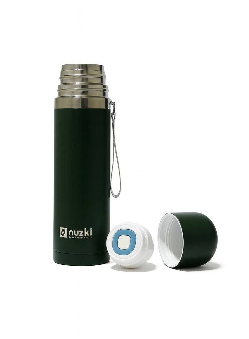 نوزكي ستيل - زجاجة مياه (500 مل) قارورة فولاذية معزولة بالفراغ، مقاومة للتسرب، خالية من مادة BPA، مج حراري مزدوج الجدار للقهوة للمشروبات الساخنة أو الباردة - Image 2