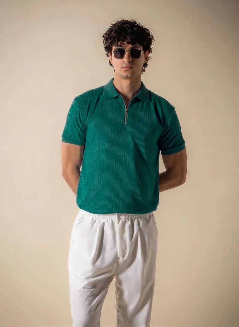 شايبس TEXTURED SLIM POLO SHIRT WITH ZIP
