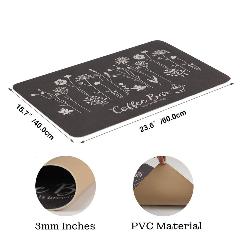 WIFTREY 24"x16" Coffee Mat Large, Absorbent Dish Drying Mat, Flower Coffee Bar Pad for Kitchen Countertops Accessories, Espresso Machine - Image 2
