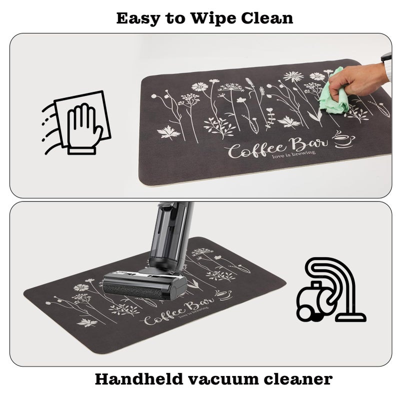 WIFTREY 24"x16" Coffee Mat Large, Absorbent Dish Drying Mat, Flower Coffee Bar Pad for Kitchen Countertops Accessories, Espresso Machine - Image 4