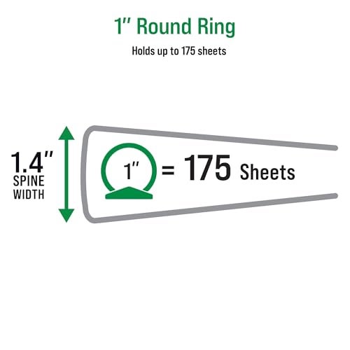 Office Essentials Economy View 3 Ring Binders, 1" Round Rings, 1.4" Spine, 175-Sheet Capacity, White Binders, Ideal for Occasional Use and Light Referencing (12-Pack of 03424) - Image 4