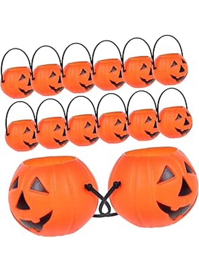18Pcs Orange Pumpkin Buckets For Halloween Candy Storage And Trick Or Treating - Image 1