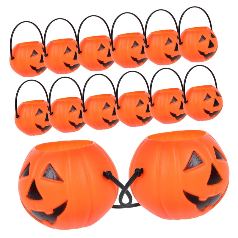 18Pcs Orange Pumpkin Buckets For Halloween Candy Storage And Trick Or Treating - Image 2