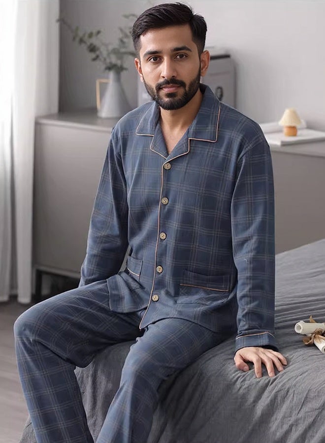 طقم بيجاما إيطالي من القطن مع مقاسات كبيرة للرجال - Image 2