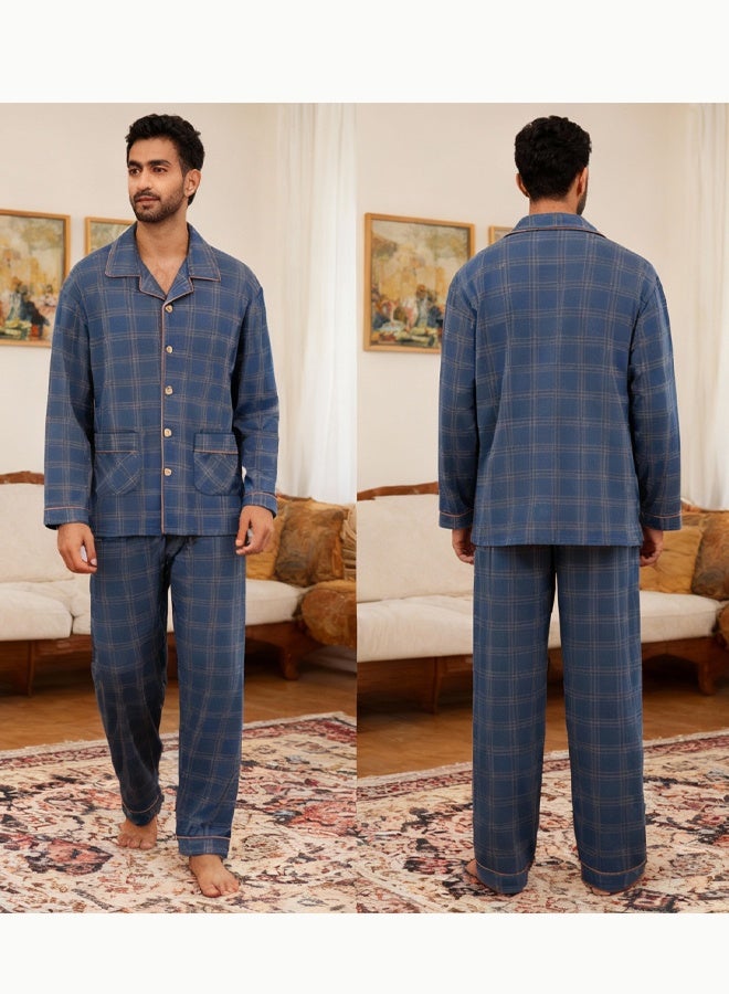 طقم بيجاما إيطالي من القطن مع مقاسات كبيرة للرجال - Image 1