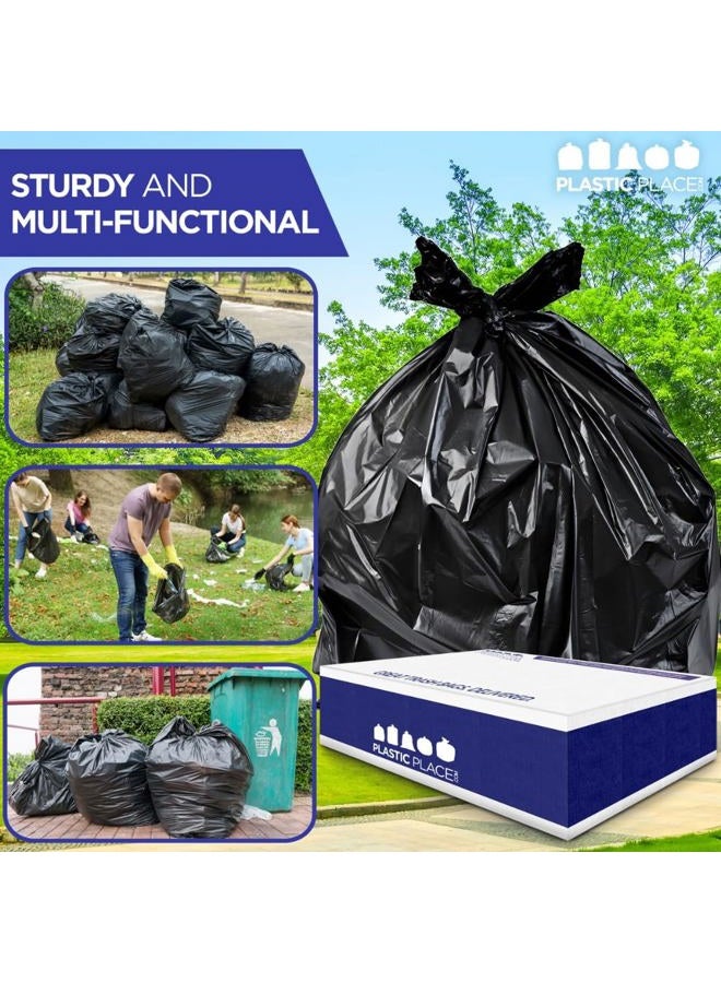 Plasticplace أكياس قمامة سعة 40-45 جالون │ 1.5 مل │ بطانات صناديق القمامة السوداء الثقيلة │ 40" × 46" (100 قطعة) - Image 3